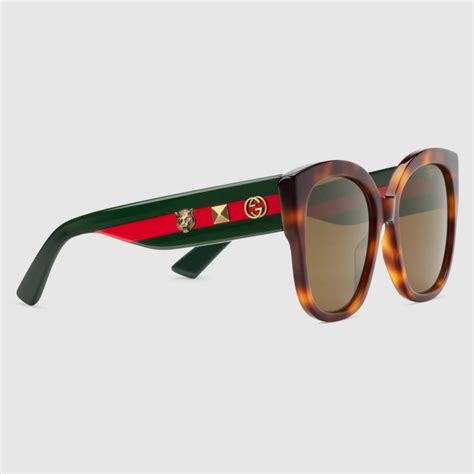 occhiali sole gucci donna aste verdi e rosse|Gucci GG0164SN 003 .